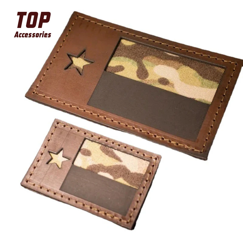 Custom Hollowed Out Camouflage Flag Leather Badge Tactical Patch for Outdoors