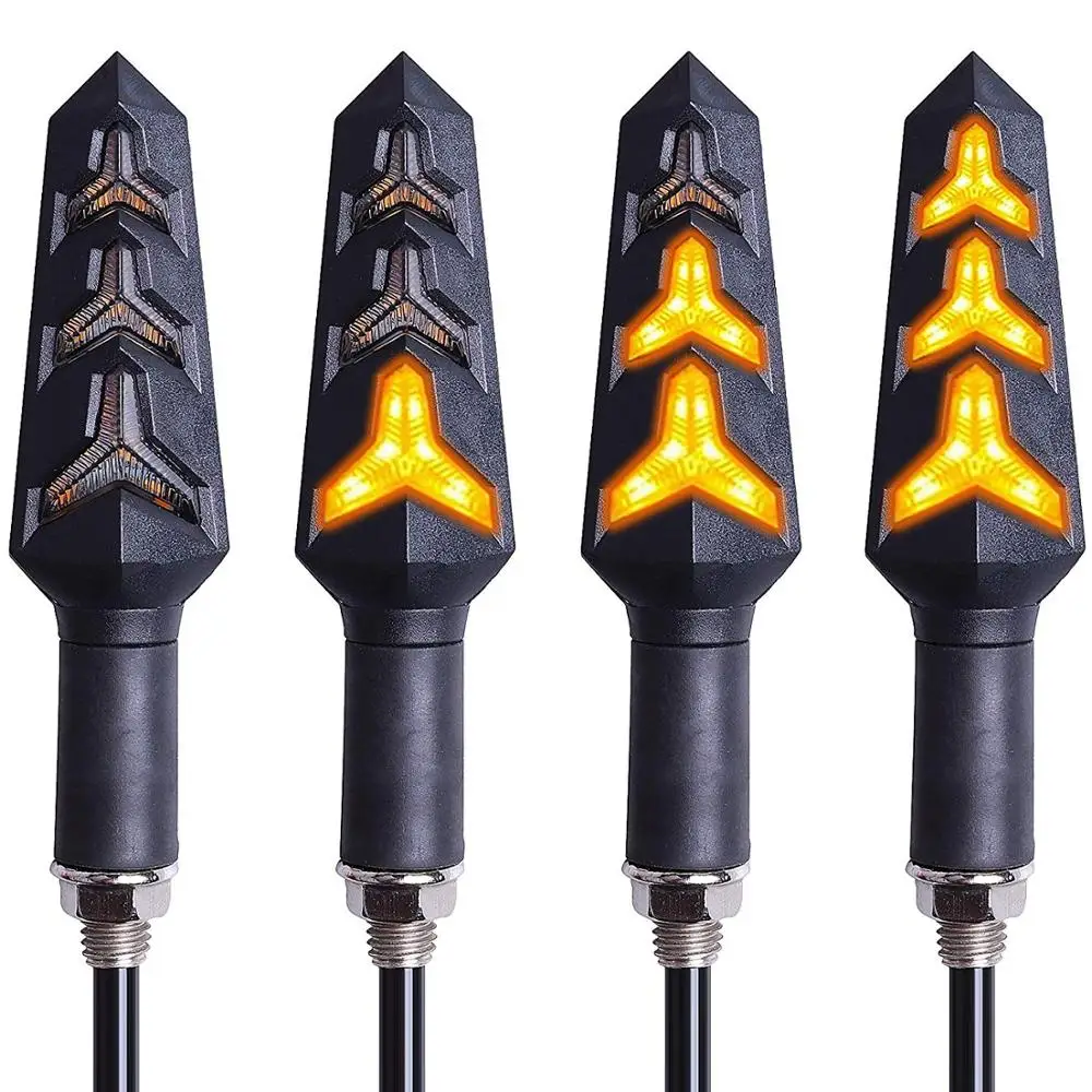 
Universal 12V Fishbone Y-Shaped Motorcycle led turn signal Turning Light Sequential Flowing Water Indicator Moto LED Lamp 