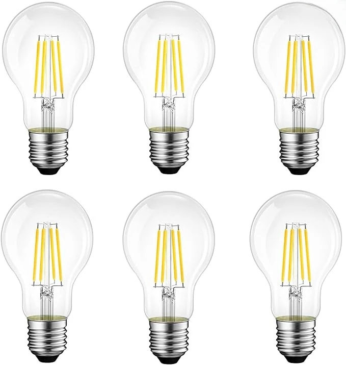A19 E26 Filament Led Bulb 2/4/6/8W High Lumen Glass Vintage Bulb Lamp 120V Filament Bulbs with ES UL