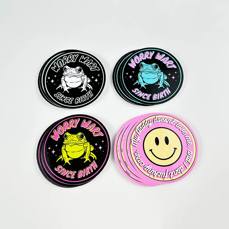 Self Adhesive Durable PVC Round  Packaging Label Printing Waterproof Circle Vinyl Die Cut Logo Custom Stickers
