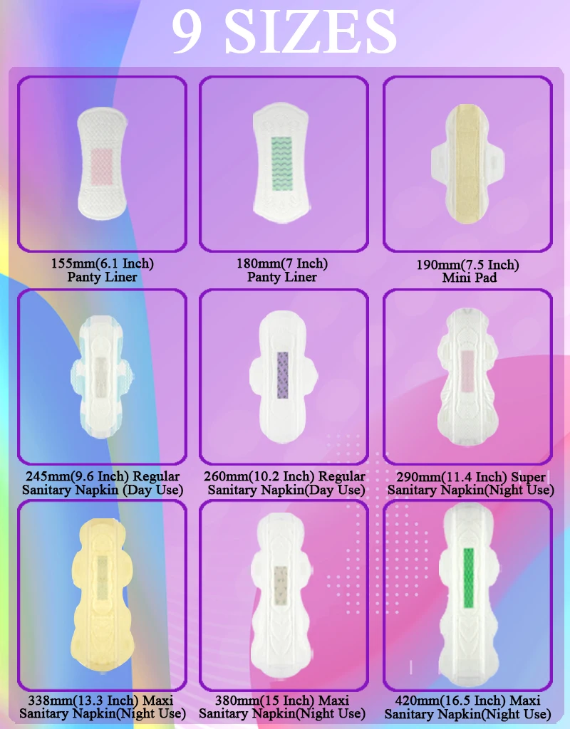 sanitary napkin size