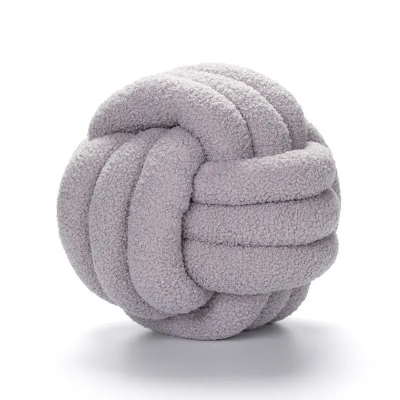 Knitted Wool Hand-weave Spherpa Plush Knot Ball Throw Pillow Luxury Home Decor Acrylic Fibre Cushion Knot Throw Pillow