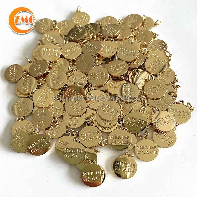 hot sale small metal necklace charms pendants high quality engraved stainless steel jewelry tags logo tags