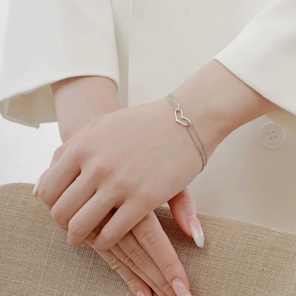 Dylam Women Bracelets 925 Sterling Silver Infinity Heart Rhodium Plated Adjustable Bracelet Best Gifts for Women Girls