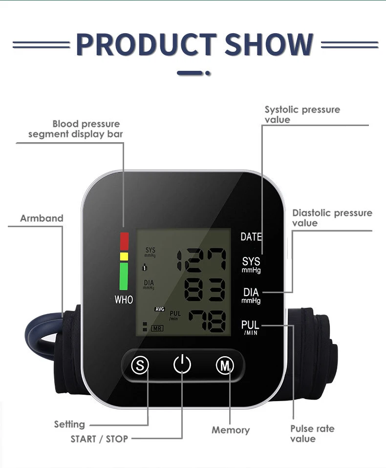 Bp Machine Electronic Sphygmomanometer,Medical Tensiometro Automatic Arm Digital Blood Pressure Meter Monitor