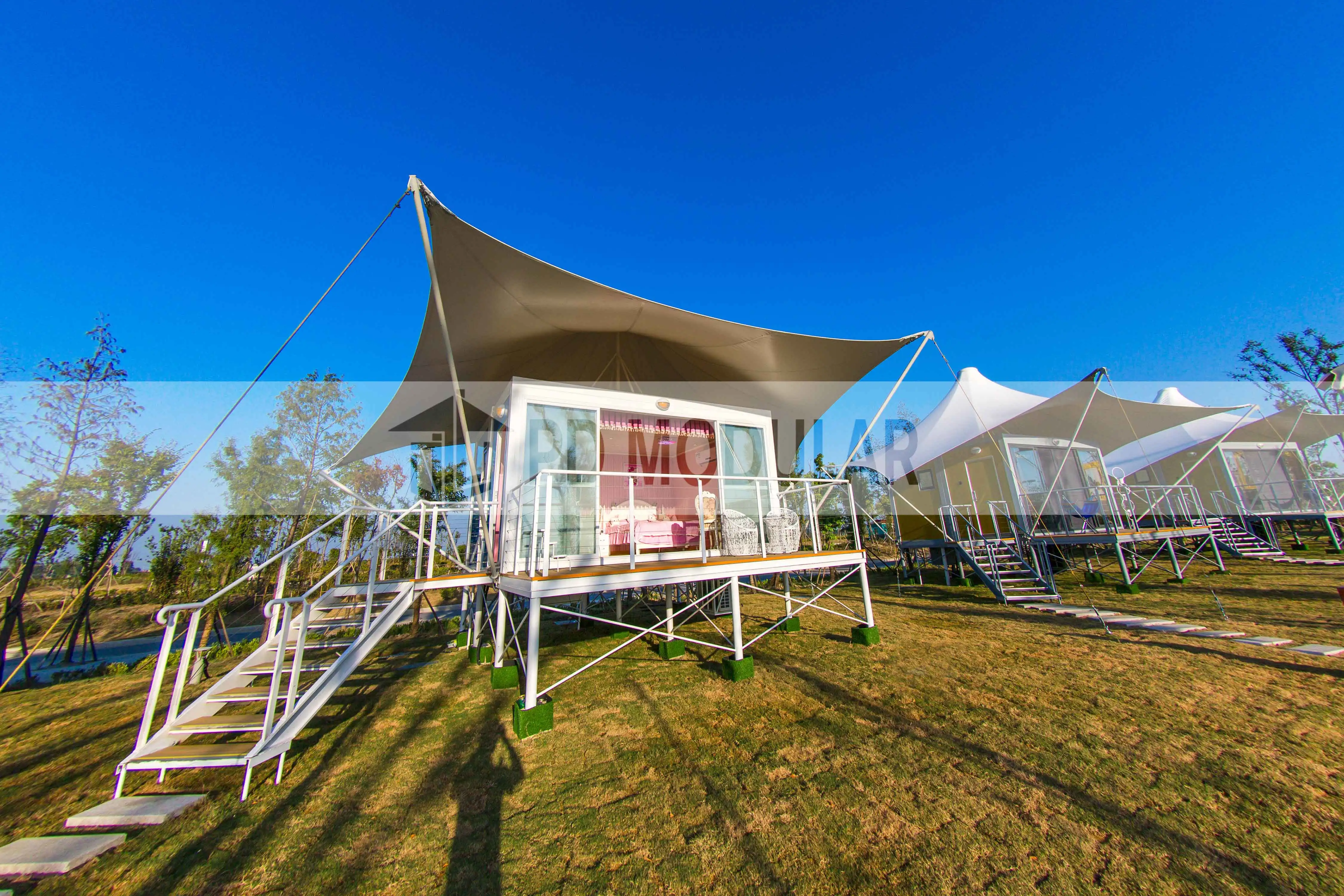 Prefab container house mobile steel structure container tent hotel for family home