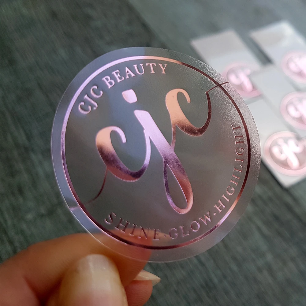 OEM/ODM  Etiquetas Autocollant Custom Order Printing Roll Adhesive Logo Gold Foil Hot Stamping Clear Stickers Packaging labels