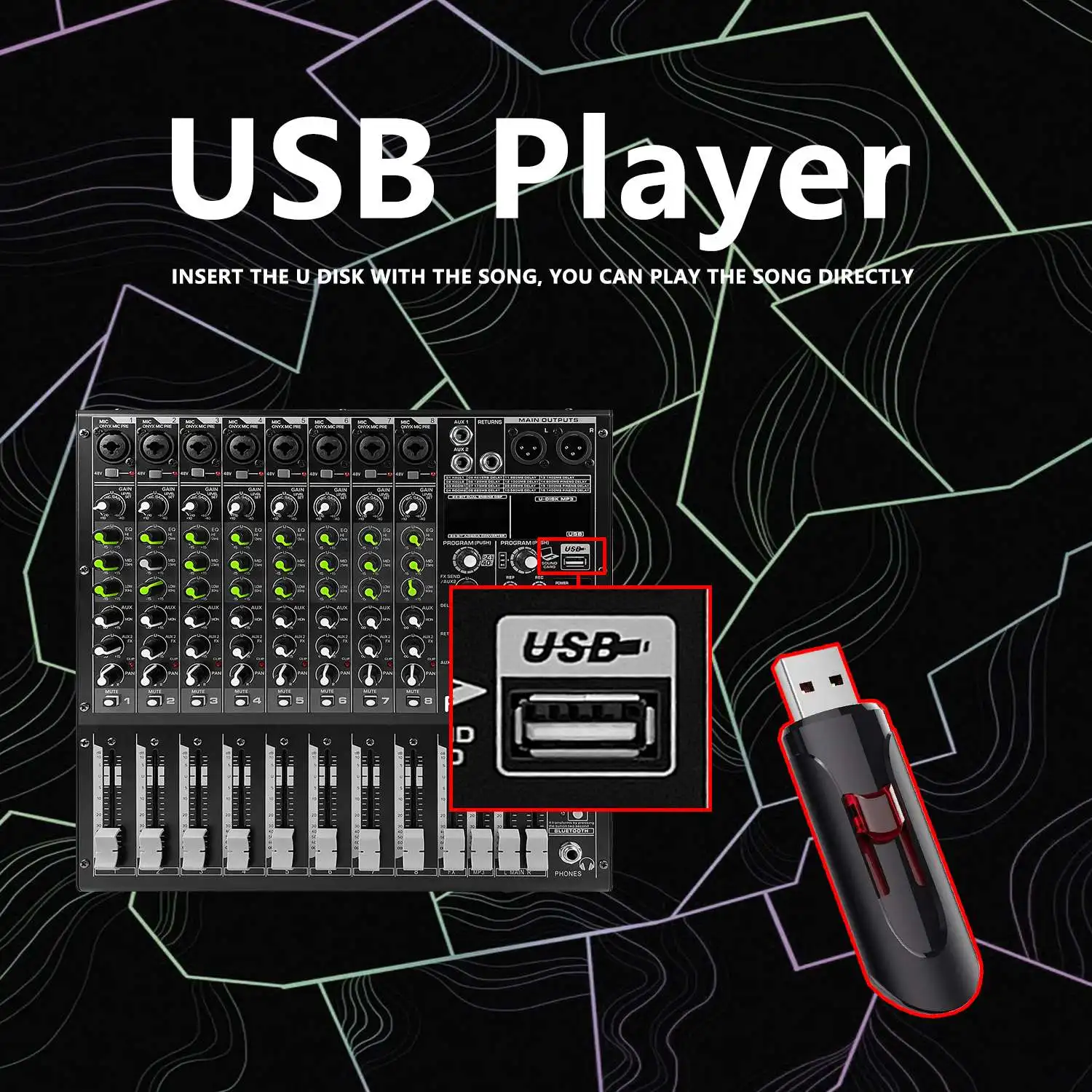 GAX-M8 Pro 8-канальный сетевой видеорегистратор DJ микшер с 256 DSP эффект реверберации BT 5 0 USB смеситель для караоке персональный компьютер запись