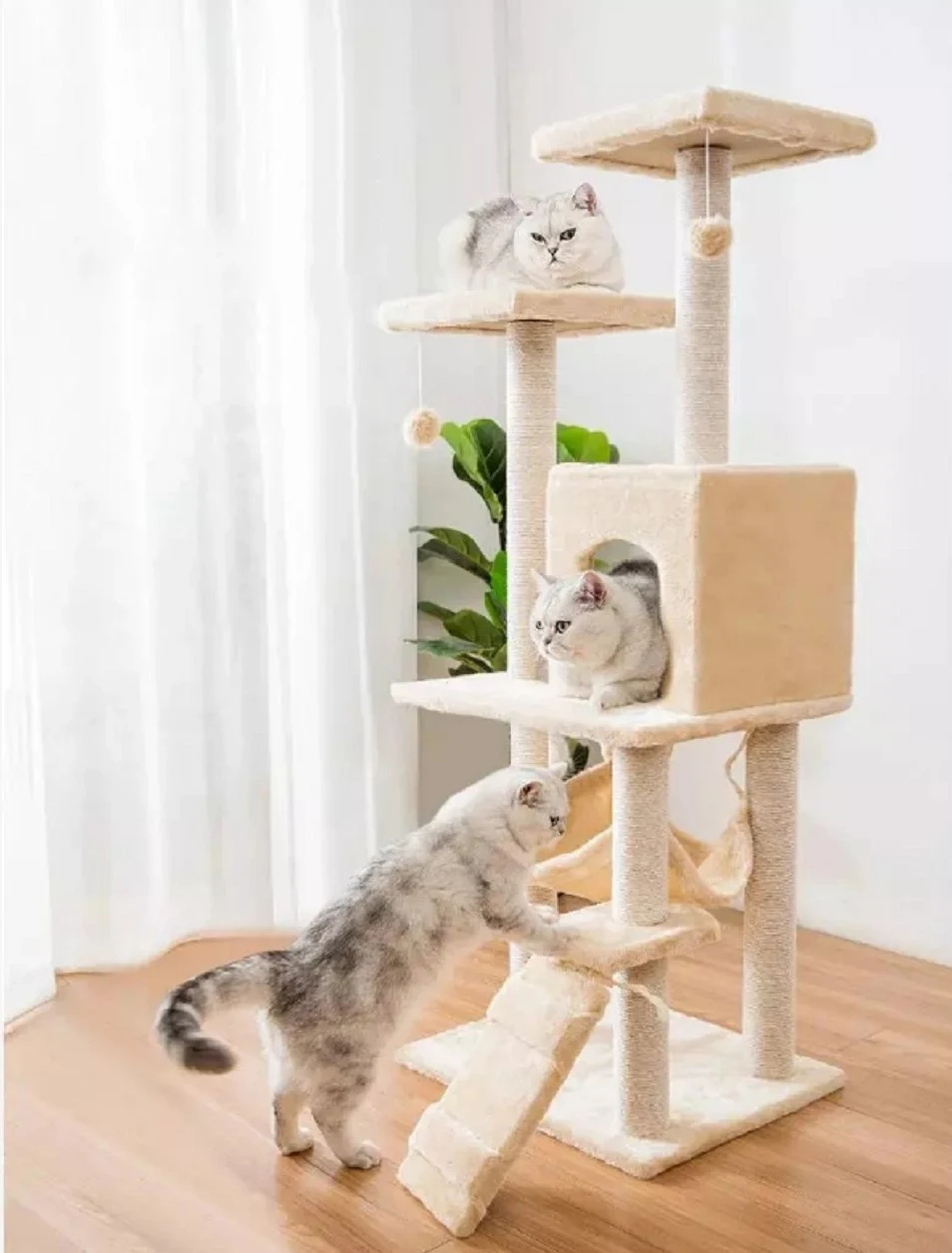Кошачье дерево Многоуровневое для кошек котят игровая башня с когтеточками домик домашних животных