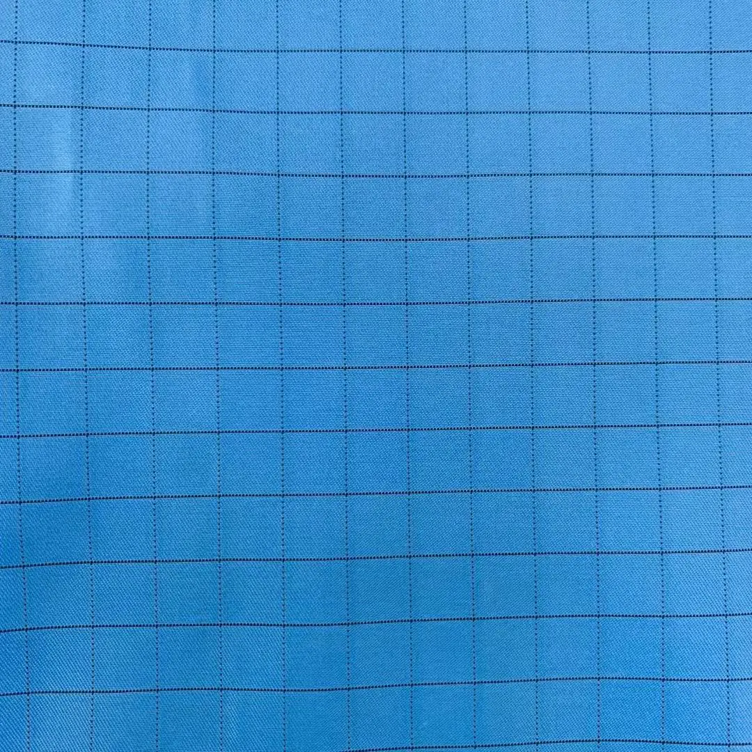 anti-static conductive wire lattice twill polyester workwear lining fabric