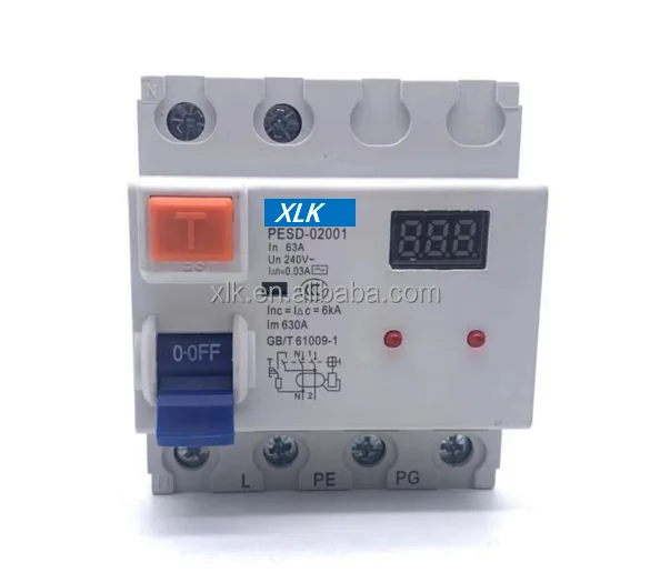 30ma 100ma RCD Residual Current Circuit Breaker 40A RCCB 2, 4 63A 4000 240/415V 2P, 4P 50/60hz KNL5-63-2016M CN;ZHE 10000 6000A