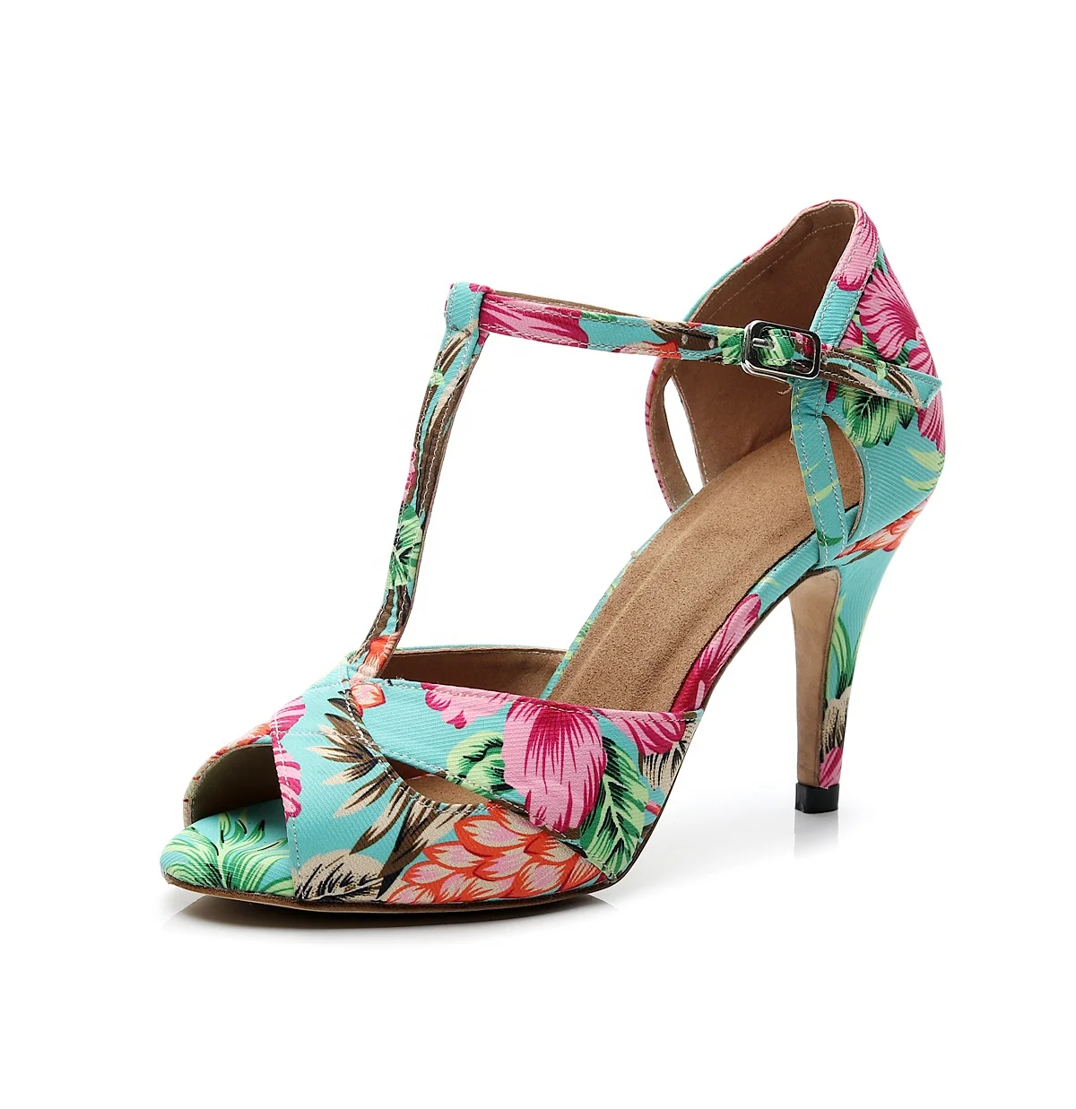 T002 new style printing fashion ladies latin dance shoes salsa shoes