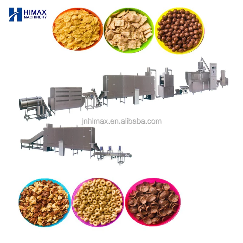 Industrial Crispy Puffed Breakfast Cereal Maker Corn Flakes Extruder Machine