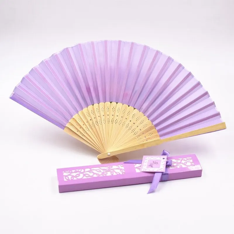 Silk Bamboo Craft Gift Hand Fan For wedding Bridal Shower Party Guests Gifts Souvenirs