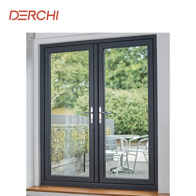 Luxury Anti theft security thermal break double glazed aluminum french swing double entry doors