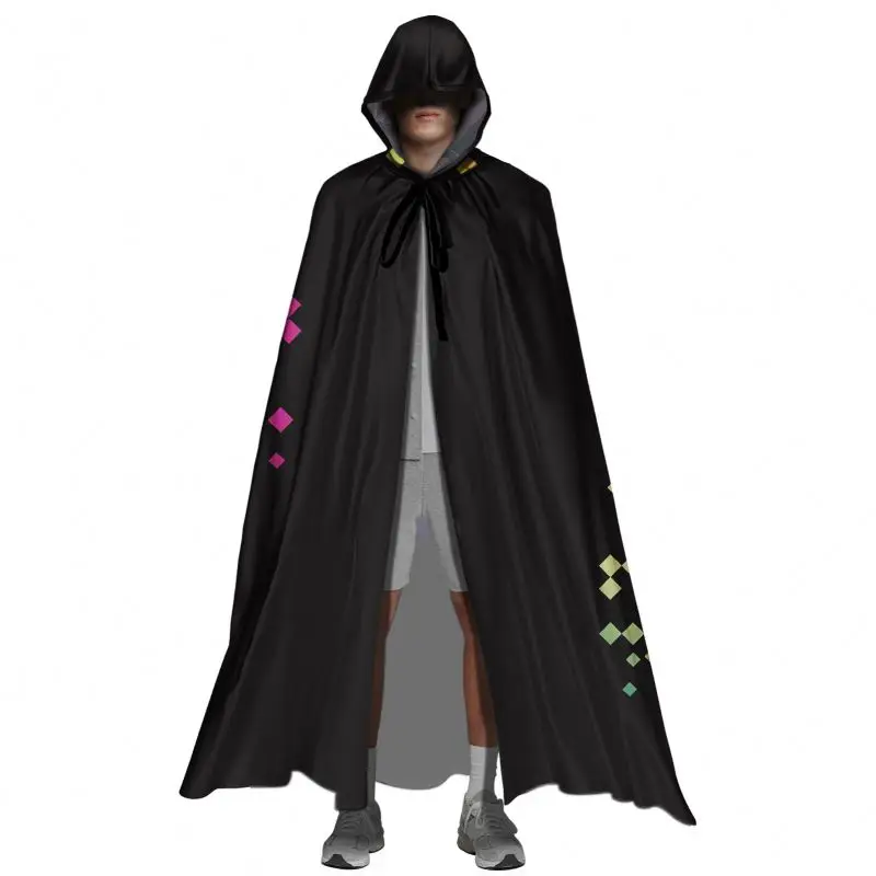 Spirit Halloween Mummy Zombies Black Cloak for Men Hooded Premium Ultra-soft Micro Fleece Adult Cosplay Costume Anime Cloak