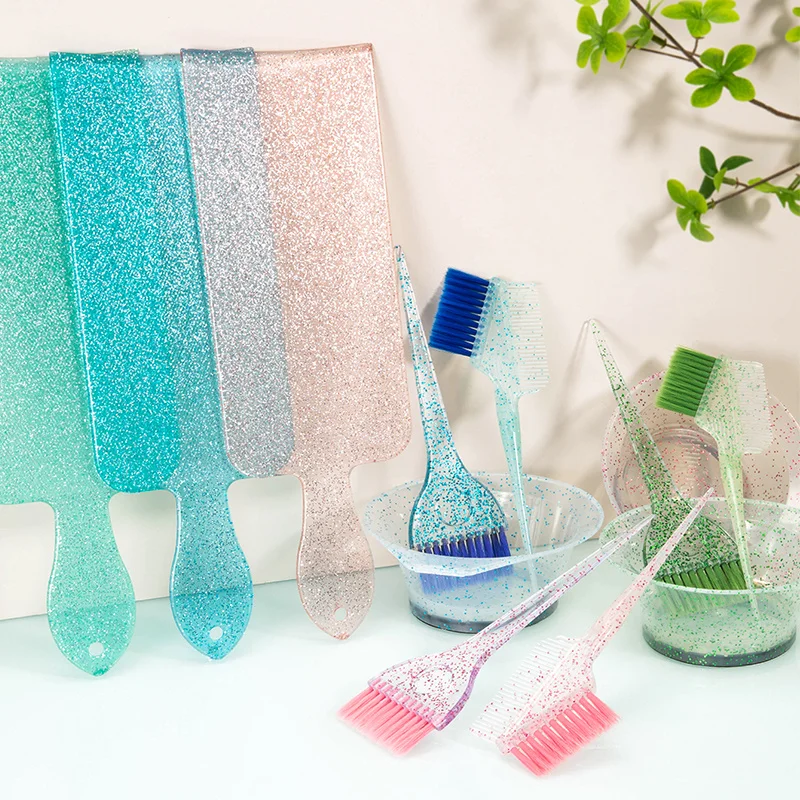 4pcs/Set Highlighting Board And Brush Kit Glitter Hair Dyeing Tools For Barber DIY Home Use Oil Treatment Hair Coloring Tool