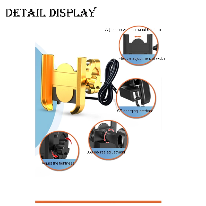 Wholesale Products Aluminum Alloy Mobile Electric Motorcycle Phone 7.9*7.8*5-9.5Cm Motorcycle Mobile Phone Holder Waterproof