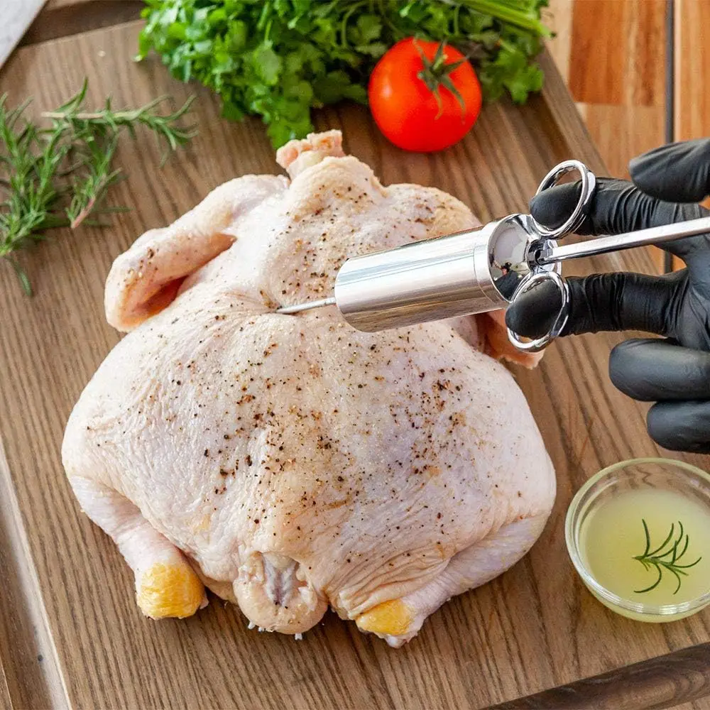 Kitchen Tool 2-oz Stainless Steel Roasting Meat Marinade Injector Needle BBQ Accessories
