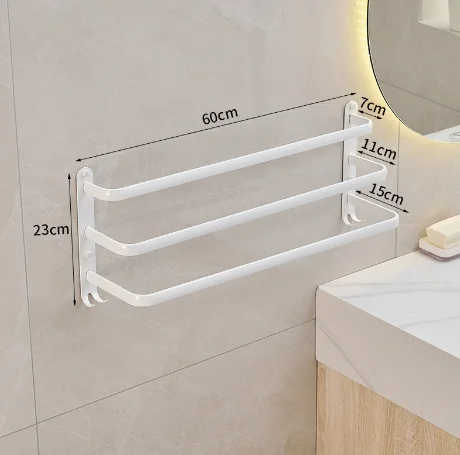 Fashion Black Bathroom Aluminum Towel Rail Wall Mount 3 Layer Towel Rail Storage Towel Rail
