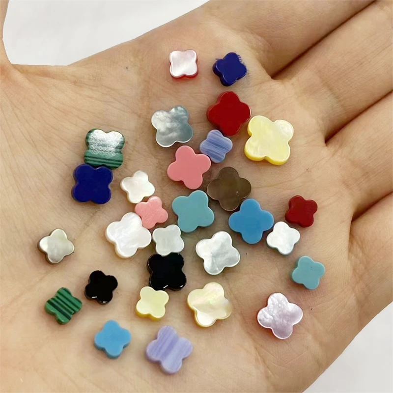 Custom Four Leaf Clover Gemstone Necklace 6mm-25mm size Natural Color  Synthetic material