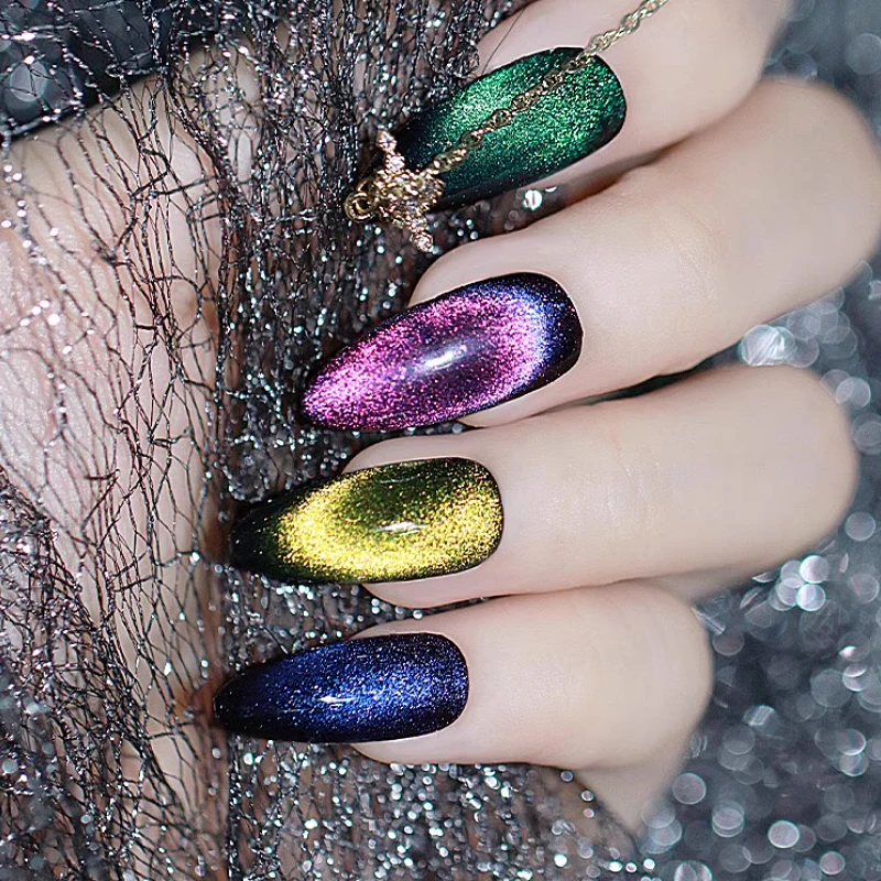 New Crystal Galaxy Cateye Gel Polish Wholesale Esmalte En Gel Magic Galaxy Effect Cat Eye Gel Polish
