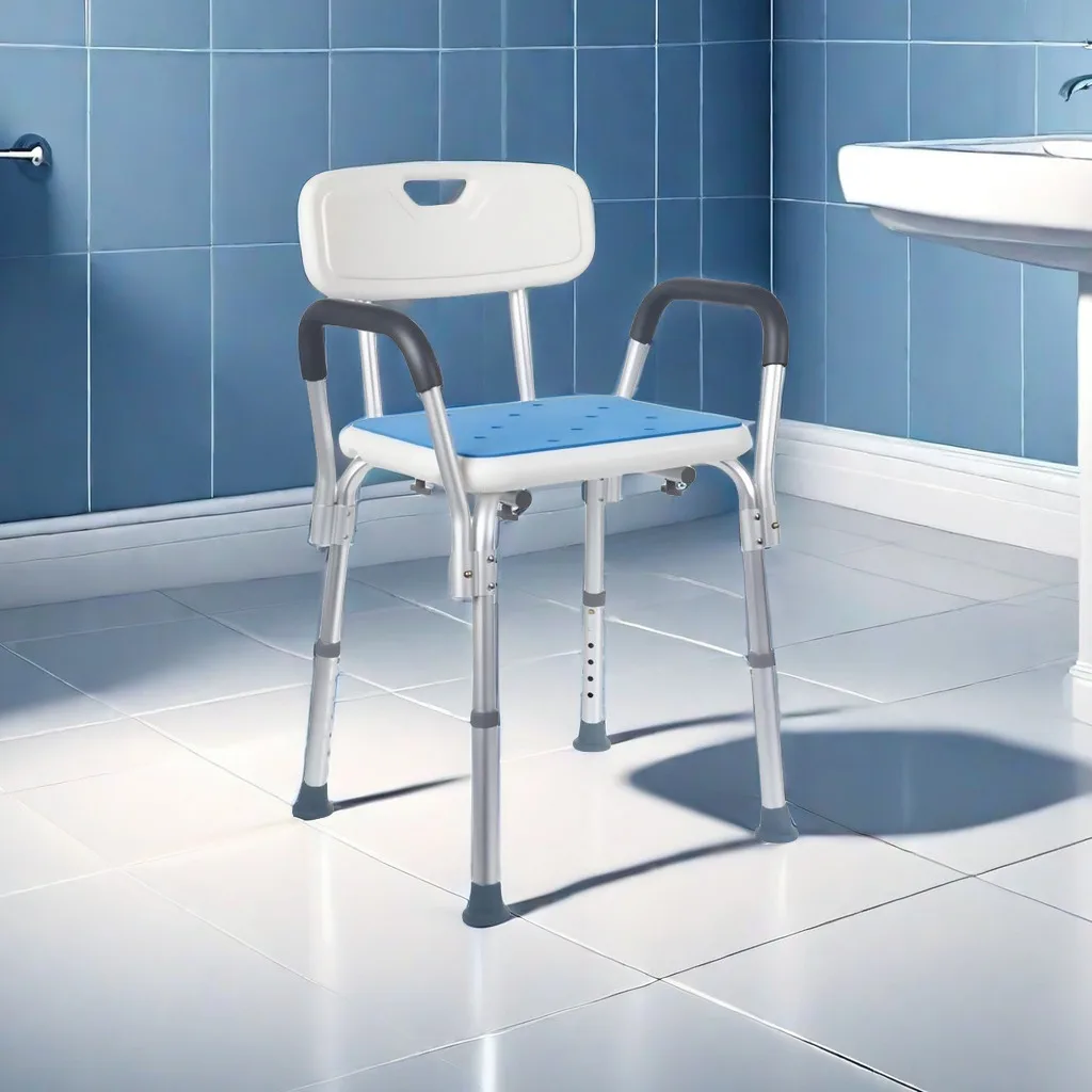 Swivel Shower Chair Bathroom Safety Aluminum Bath Chair for The Disabled Comfortable Aluminum Bath Chair For the Elderly