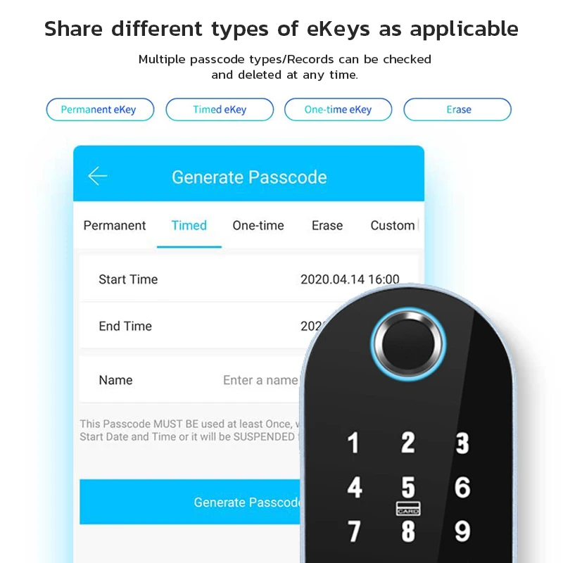 Умный дверной замок Hido со сканером отпечатков пальцев BLE TT APP водонепроницаемый БЕСКЛЮЧЕВОЙ цифровой