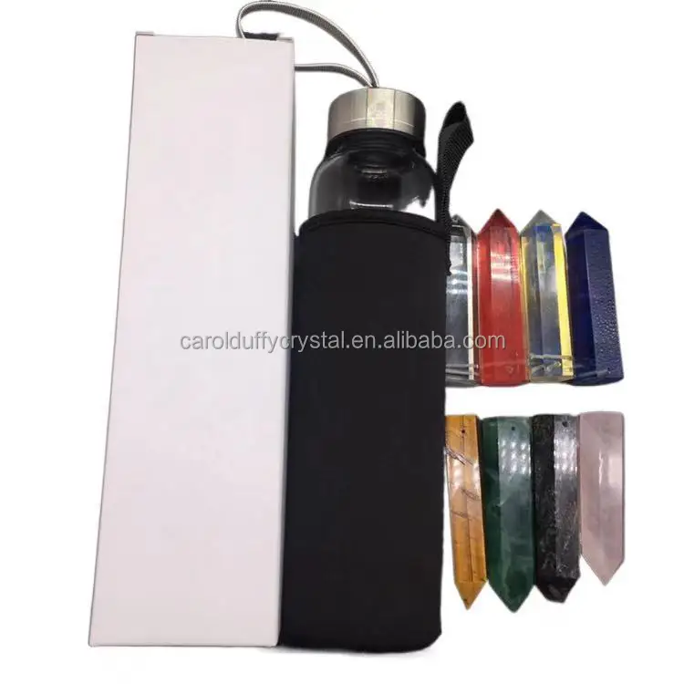 
Wholesale Natural Quartz Crystal Infused Crystal Healing Stone Water Bottle for Crystal Gift 