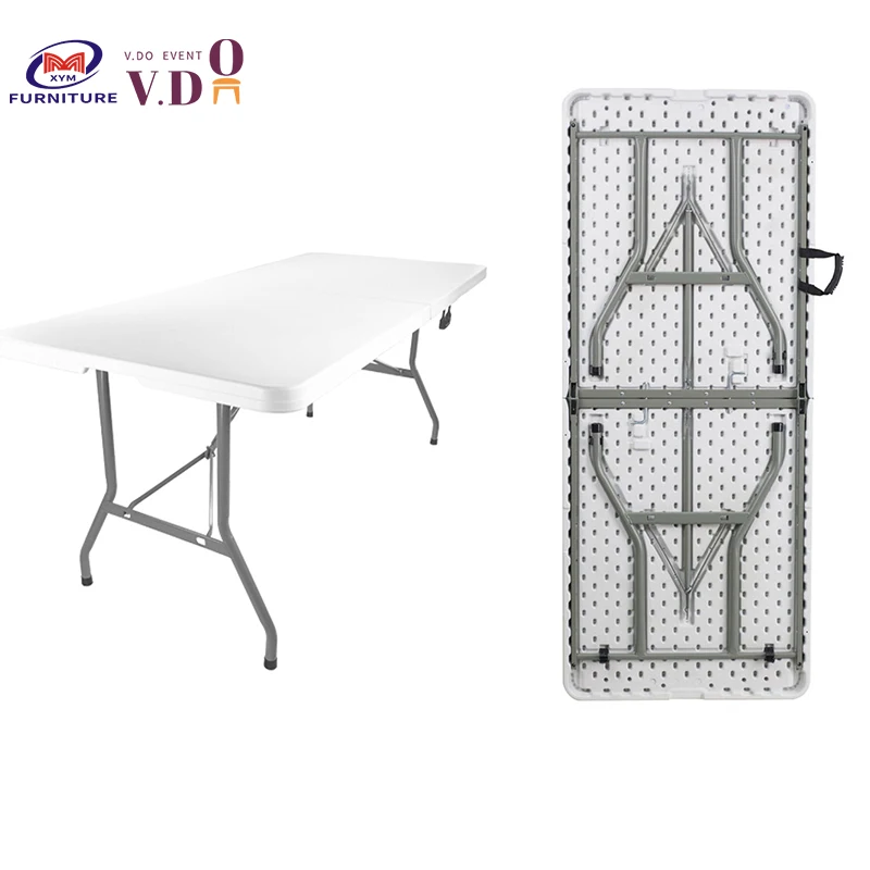 Hot sale dining banquet portable round table mesa redonda plegable white outdoor folding plastic round table