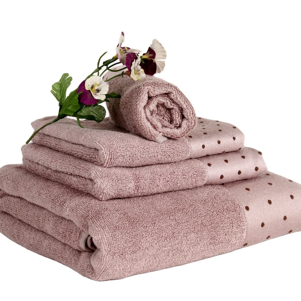 Luxury and ultra soft bamboo towels 4 piece bath towels set bath face hand towel and washcloth, thick Absorption plain jacquard