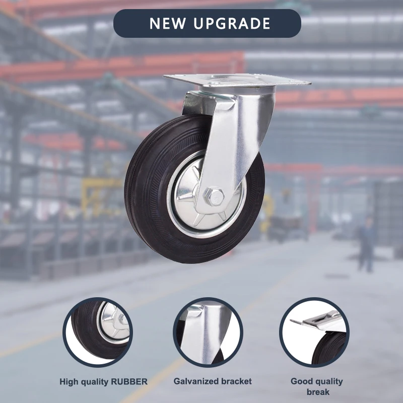 3inch Rigid Bbq Grill Laundry Stem Fixed Evelater Europe Type Rubber Industrial Caster Wheels