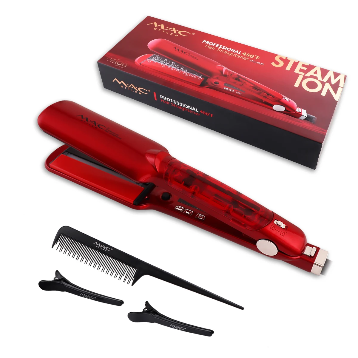 New Designed Best Quality Steam Hair Straightener Lasting Care Tool Professional Salon Beauty Titanium Flat Iron