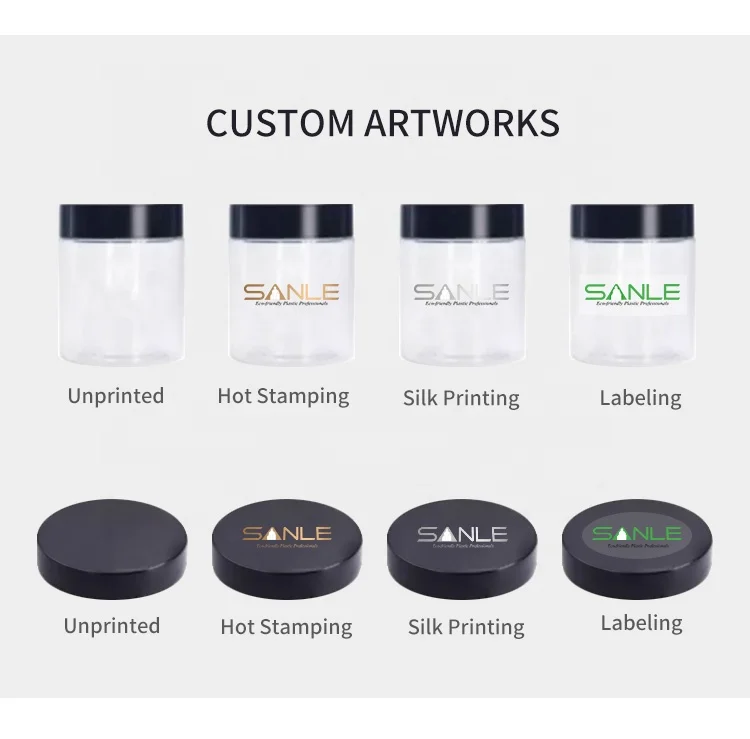 100ml 120ml 150ml 200ml 250ml 4oz 8oz Clear Plastic PET Container Food Jar with custom plastic lid metal lid