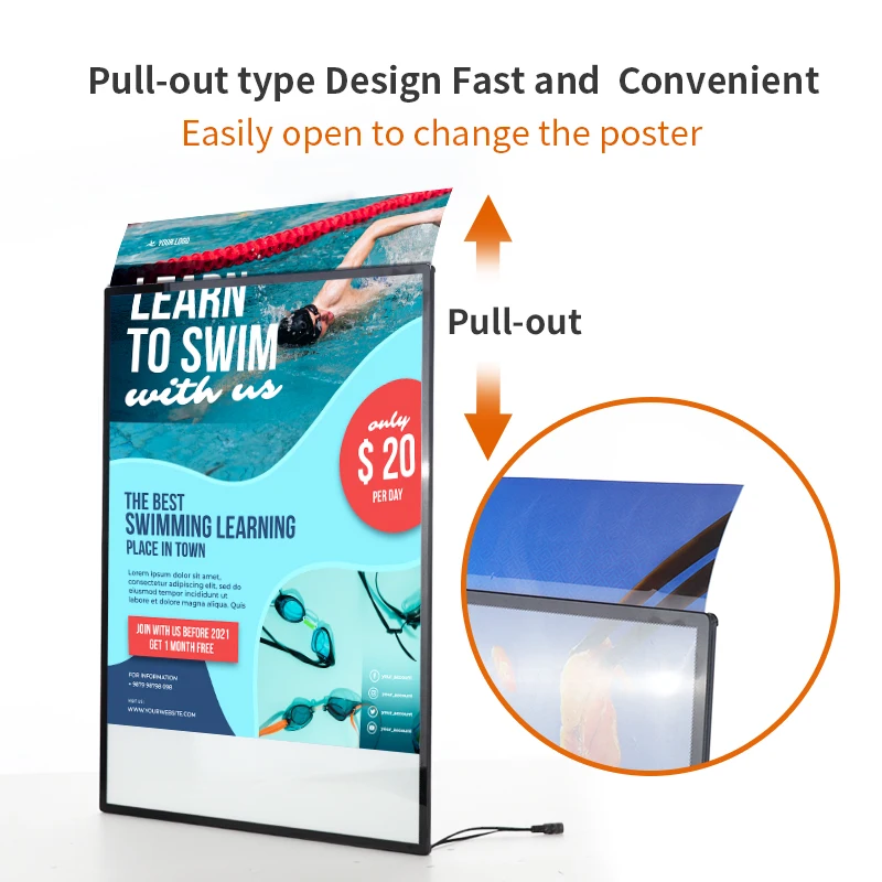 A1 A2 A3 A4 Design Indoor Exhibition LED Light Box Wall Mount Advertising LED Lightbox with Tempering Glass