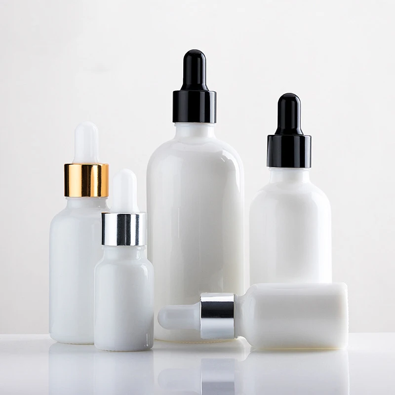 10/20/30/50/100ml White Essential Oil Empty Bottle Glass Dropper Bottle Packaging