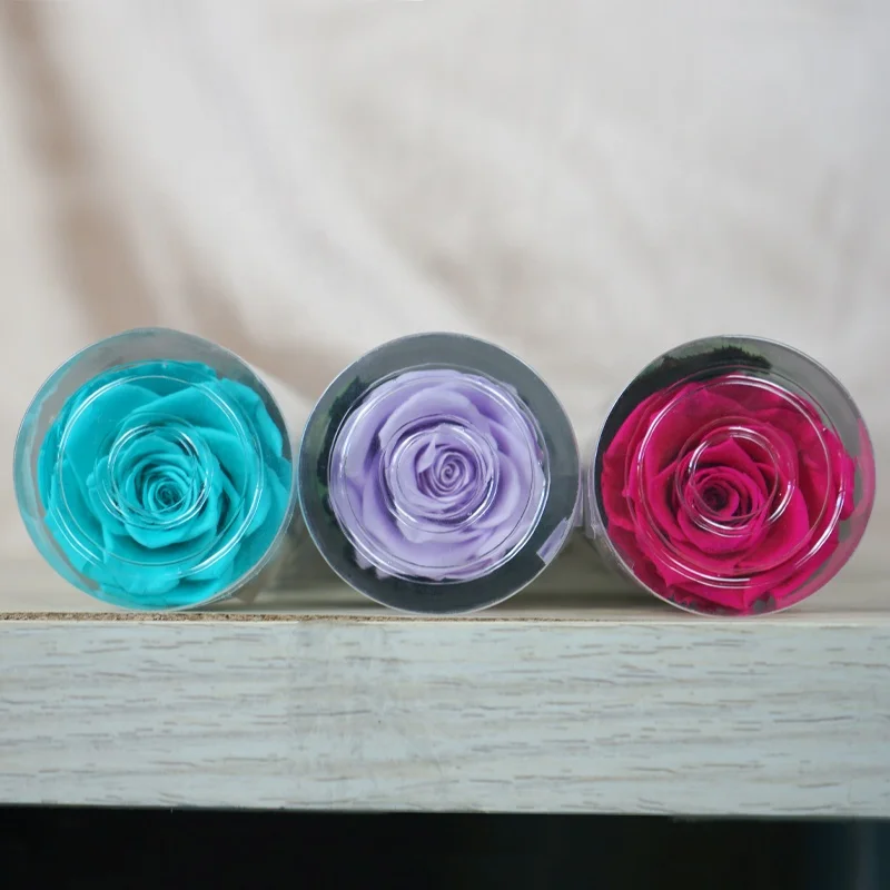 UKIQUEEN Factory Wholesale 60 cm Long A Grade Big Forever Rose Stabilized Flowers Preserved Rose with Stem in Plastic Tube