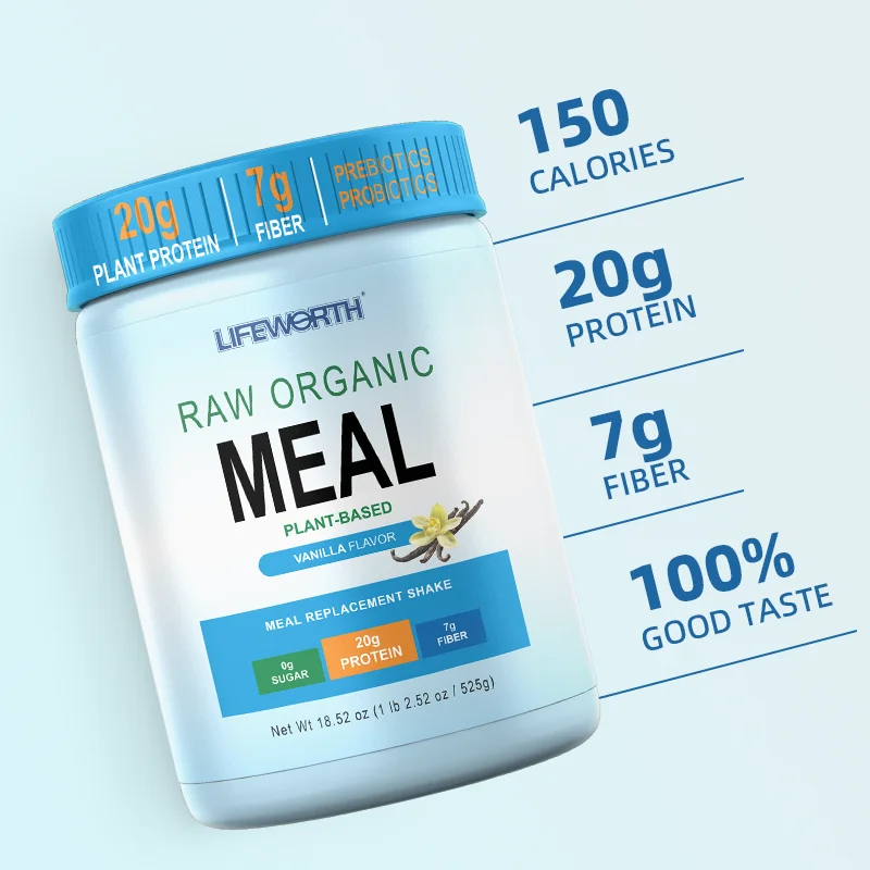 LIFEWORTH Vegan Protein Powder Organic Meal Replacement Shakes Plant Based Pea Protein and Probiotics for Women and Men