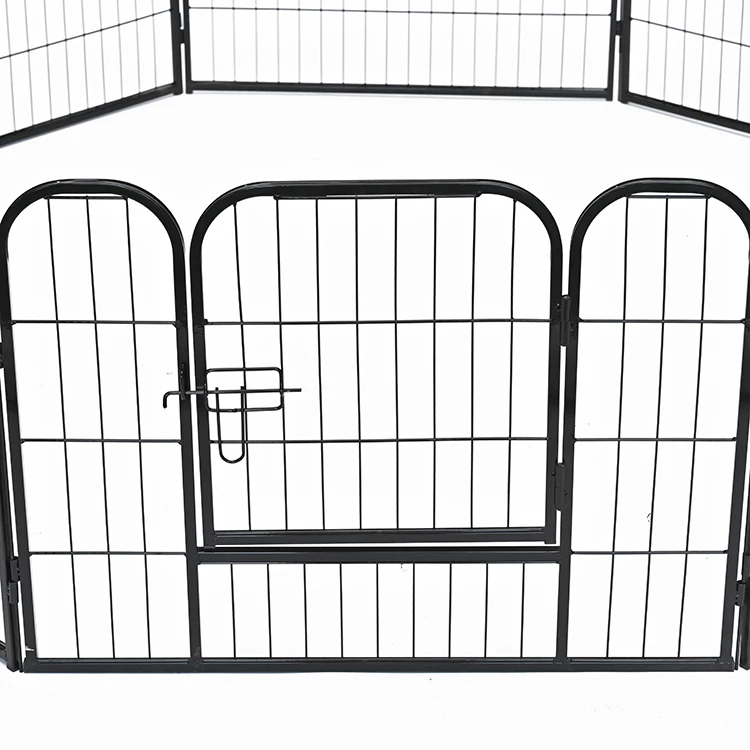 Portable 8-Panel Pet Playpen Breathable Small Animals Exercise Pen Cats Outdoor Fence Button Metal Wire Iron Steel Nylon Plastic
