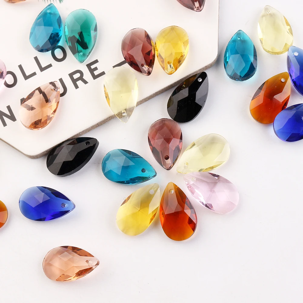 Crystal Chandelier Pendant 13X22mm Faceted Waterdrop Glass Beads For DIY Making Fashion Earring Necklaces Jewelry Accessories