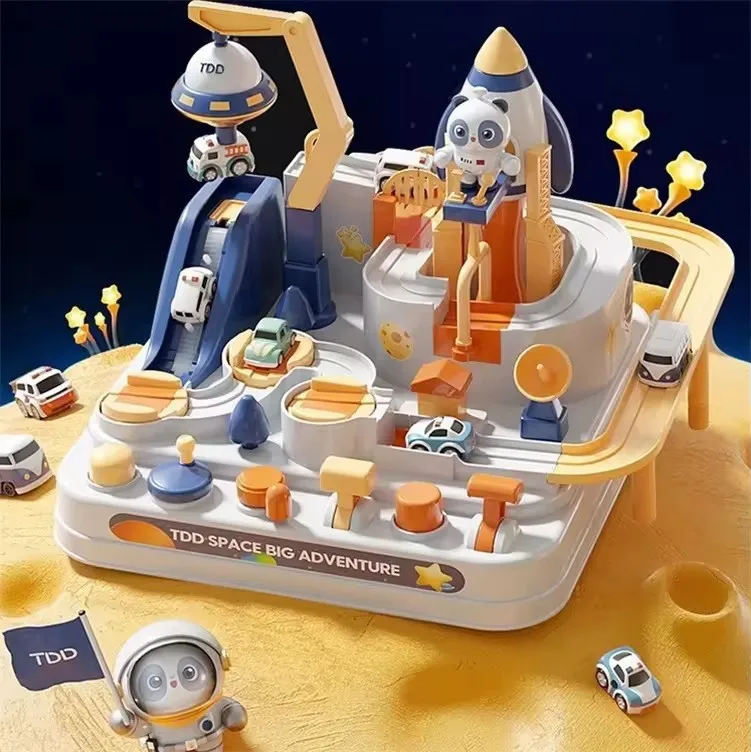 Space Theme Used Lever Track Inertia Car Splicing Track Puzzle Rail Car Adventure Game with 5 Cars