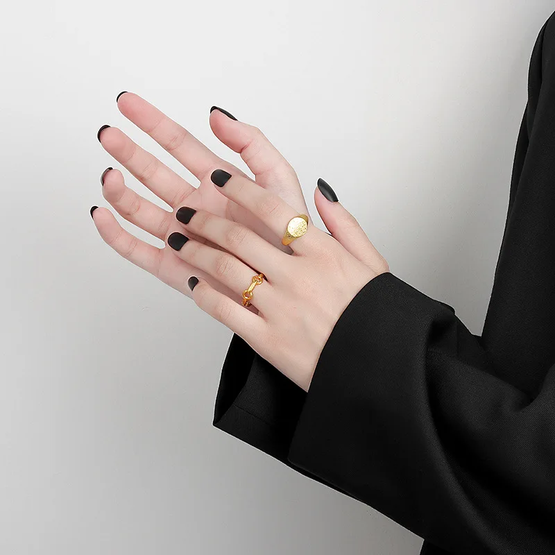 Модные ювелирные золотистые кольца для женщин, Новое поступление, 18K позолоченное кольцо с цепочкой