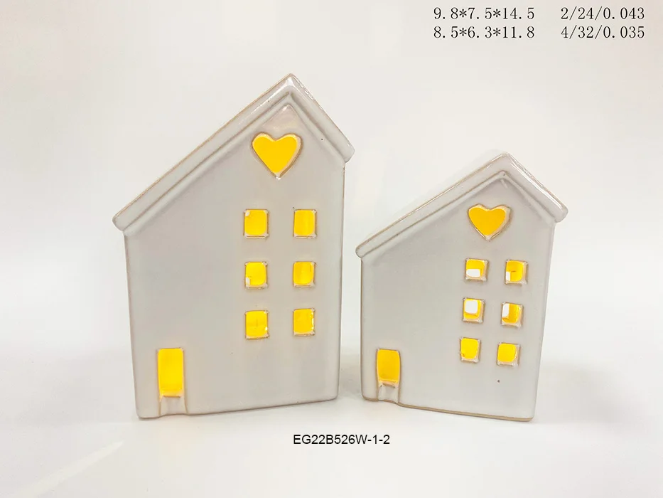 Christmas Custom Small White Ceramic Angel With LED Light Christmas Ceramic Home Decoration