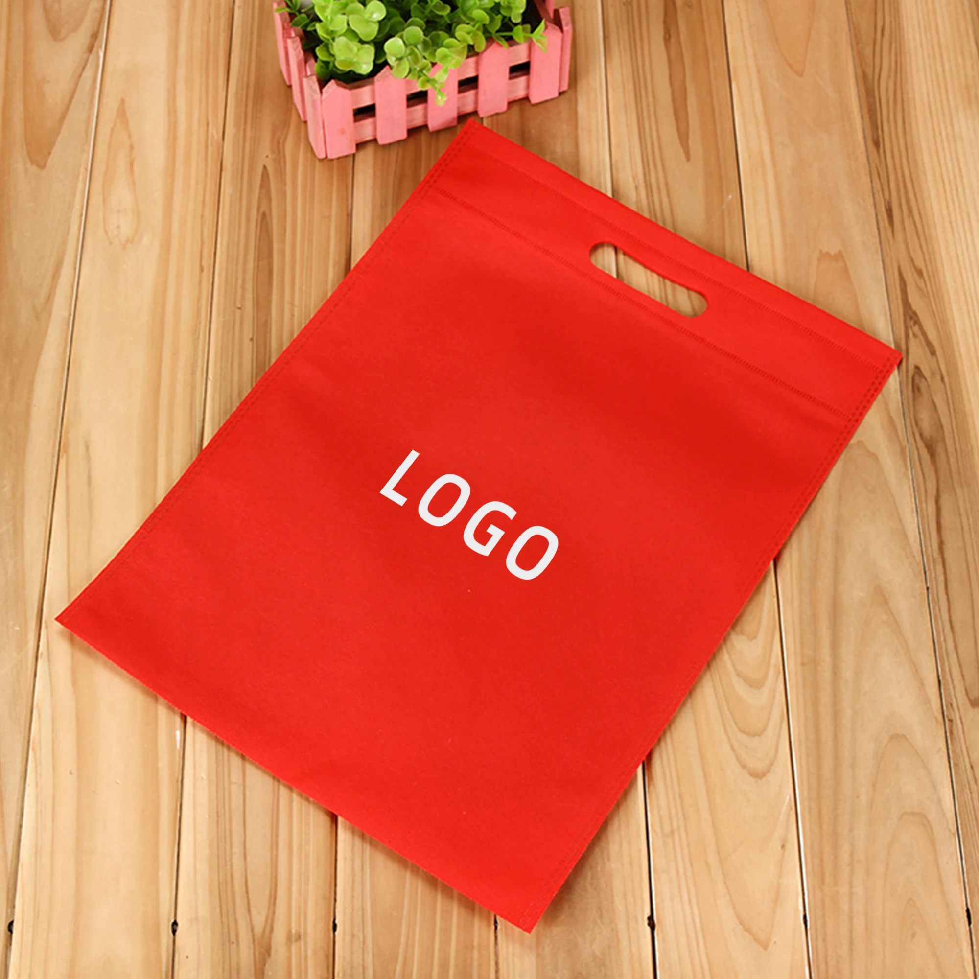 Eco friendly custom logo advertising non-woven bag nonwoven U Cut bag non woven Die Cut shopping Bag with logos