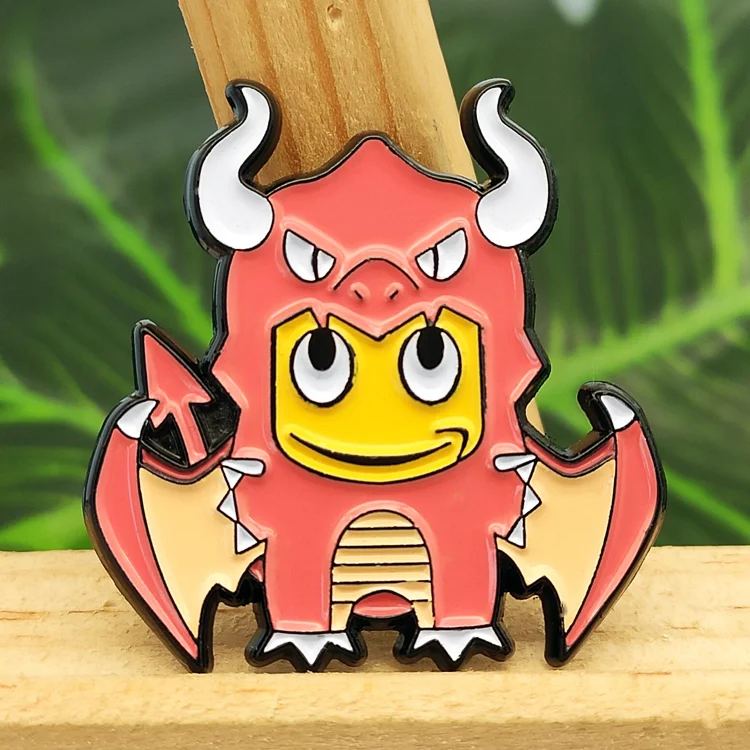 Manufacture pin badge custom dinosaur shape dyed black soft enamel pin