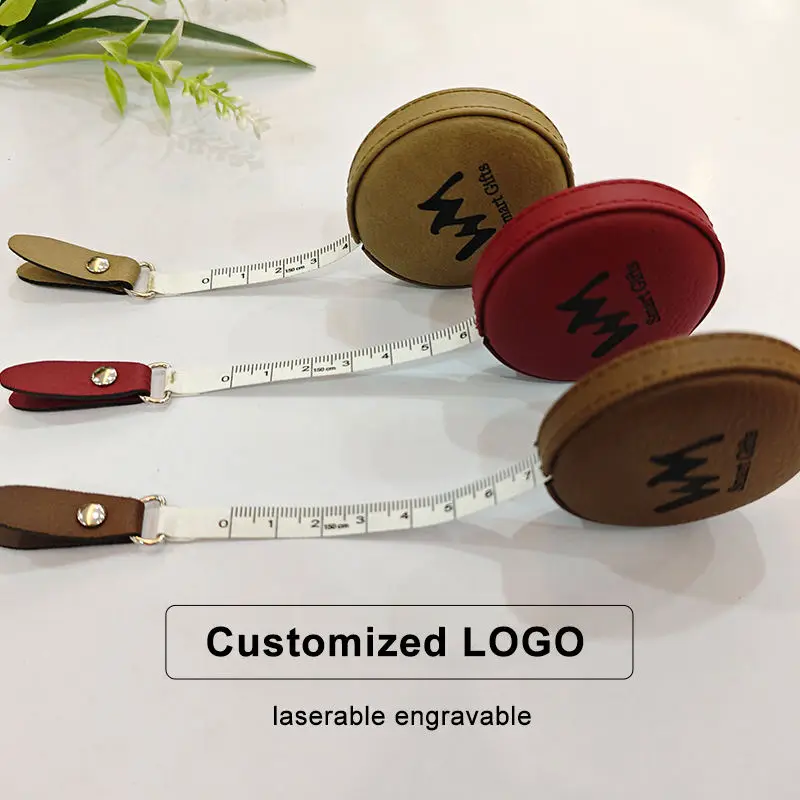 Hot Sale Design Laserable leatherette engraving logo key ring 3m cheap tailor measuring tapes