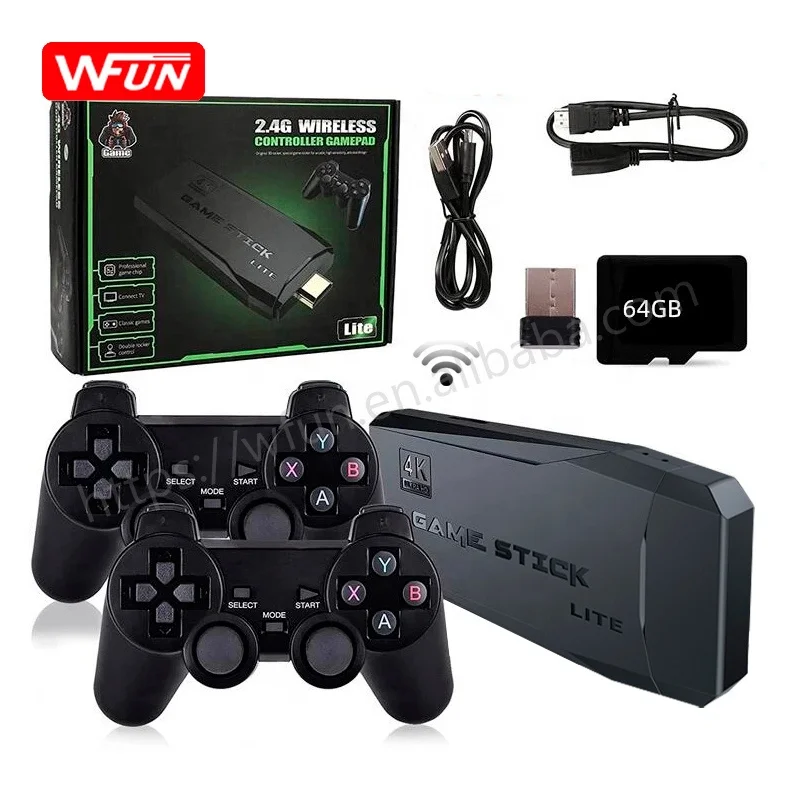  Ретро-видеоконсоль WFUN с беспроводными геймпадами 2 4 ГГц 10000 + игр палочка для семейных HD TV 4K