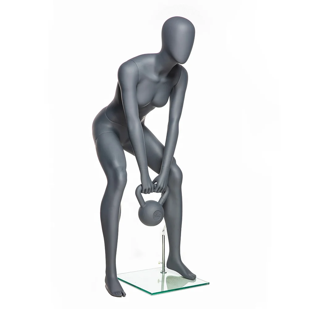 KBW-1 Full Body Wholesale Squatting Sports Mannequin Sporting Position Fiberglass Kettlebell Female Mannequin