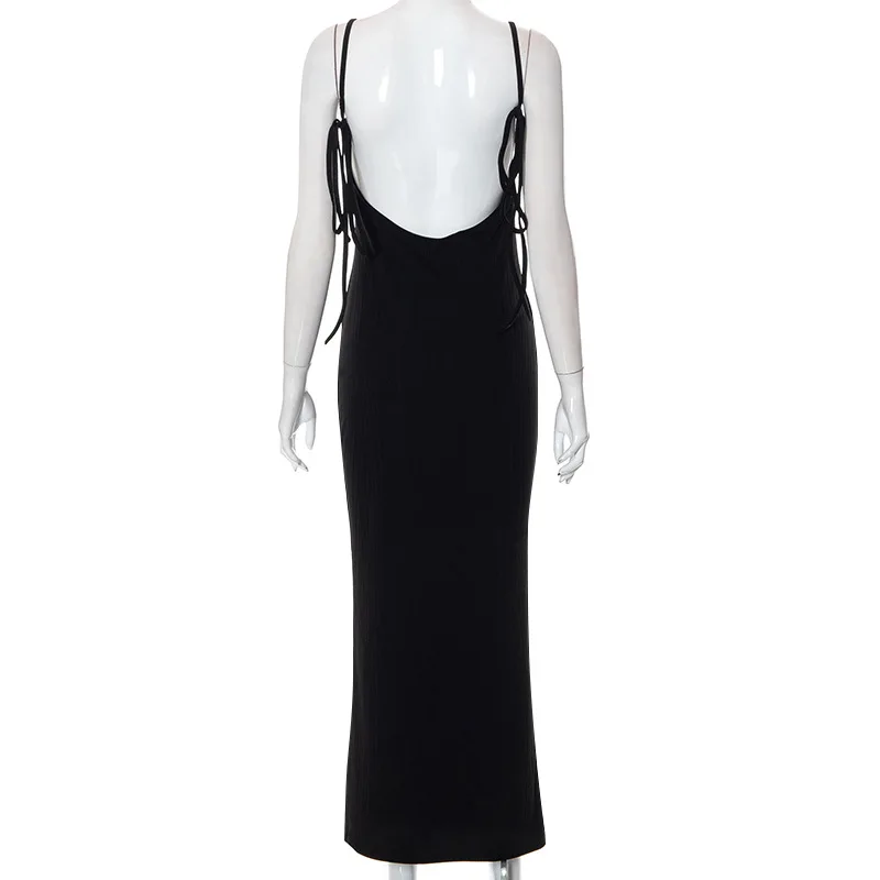 X1190 - fashion trendy backless solid strap bodycon sleeveless bodycon dress ladies