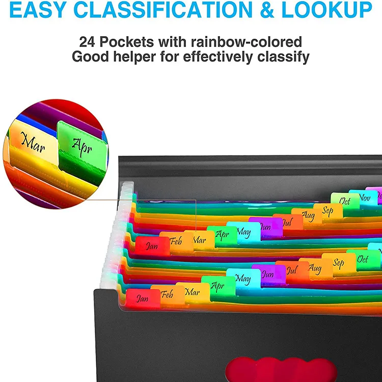 24 Pocket Extension Folder Large PP Plastic A4 Folder Expanding File Folder Expanding document bag